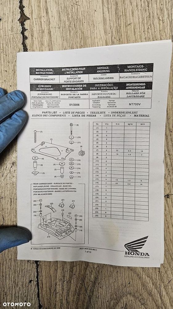 Stelaż pod kufer centralny Honda NT700 V Deauville  08Z51-MEW-800 - 11