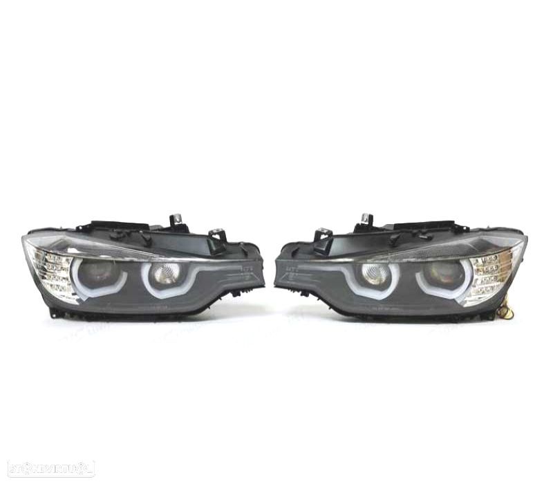 FARÓIS BMW F30 F31 XÉNON DRL 11-15 FUNDO PRETO - 1