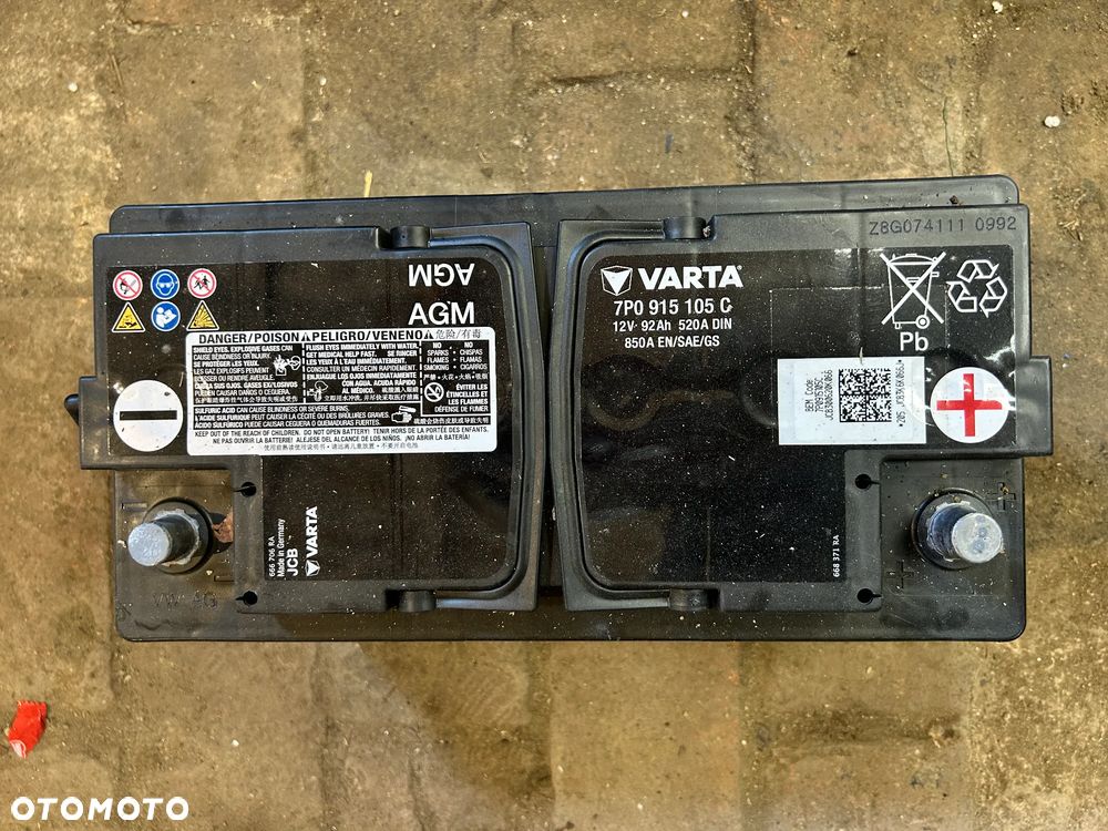 AKUMULATOR AGM 105Ah 520A 850A VW SKODA AUDI A4 A5 A6 A8 Q5 Q7 7P0915105C - 1