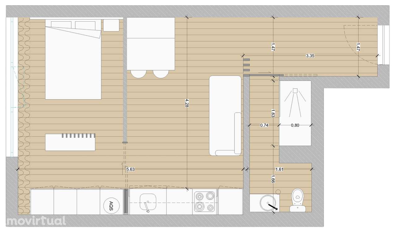 Apartamento T1, Matosinhos Sul, 500m da praia - Grande imagem: 2/9
