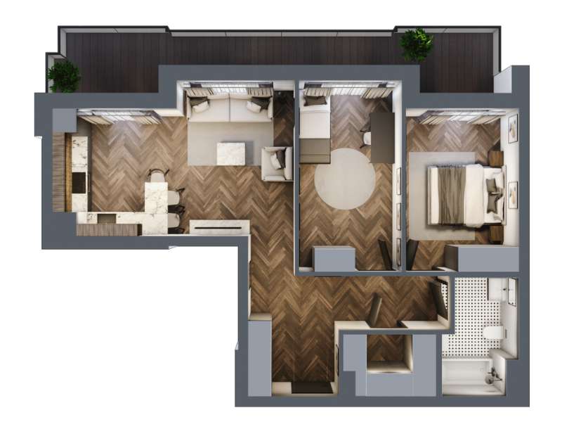 Mieszkanie, 65.46m², 3 pokoje, 2 piętro, B-KLM12-LM9, Nowe Horyzonty