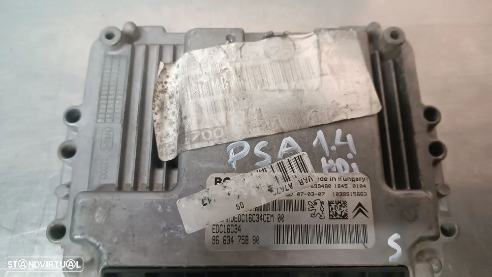 UNIDADE / CENTRALINA DO MOTOR PEUGEOT 207 / CITROEN C3 1.4HDI 9663475880 0281012529 - 2