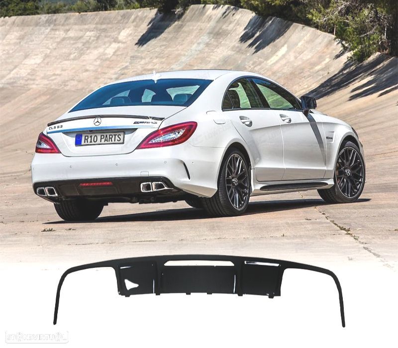 DIFUSOR MERCEDES CLS C218 15-18 LOOK C63 AMG PRETO BRILHANTE - 1