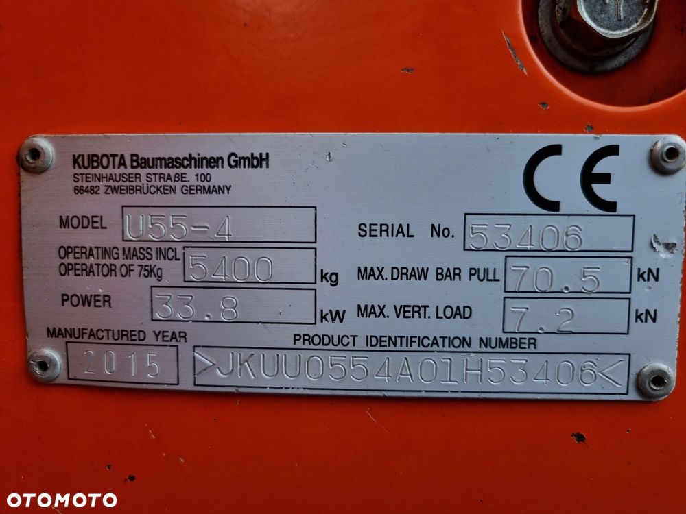 Kubota U55 Koparka 5.5tony 2016r z Norwegii 2750mtg Klima skarp.Hydra jak Nowa - 8
