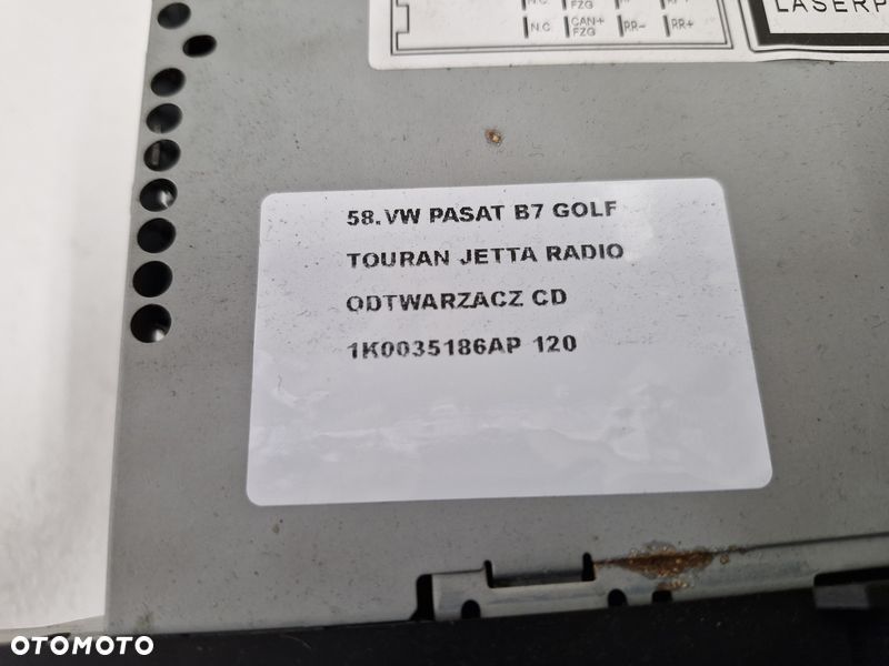 VOLKSWAGEN PASSAT B7 RADIO ODTWARZACZ CD 1K0035186AP - 5