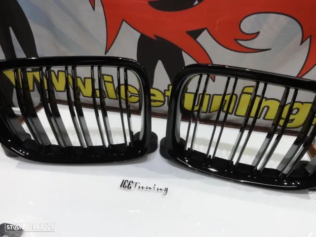Grelha frontal em preto piano brilhante para BMW X1 E84 2009-2015 M4 look / dupla lâmina em plástico ABS - 5