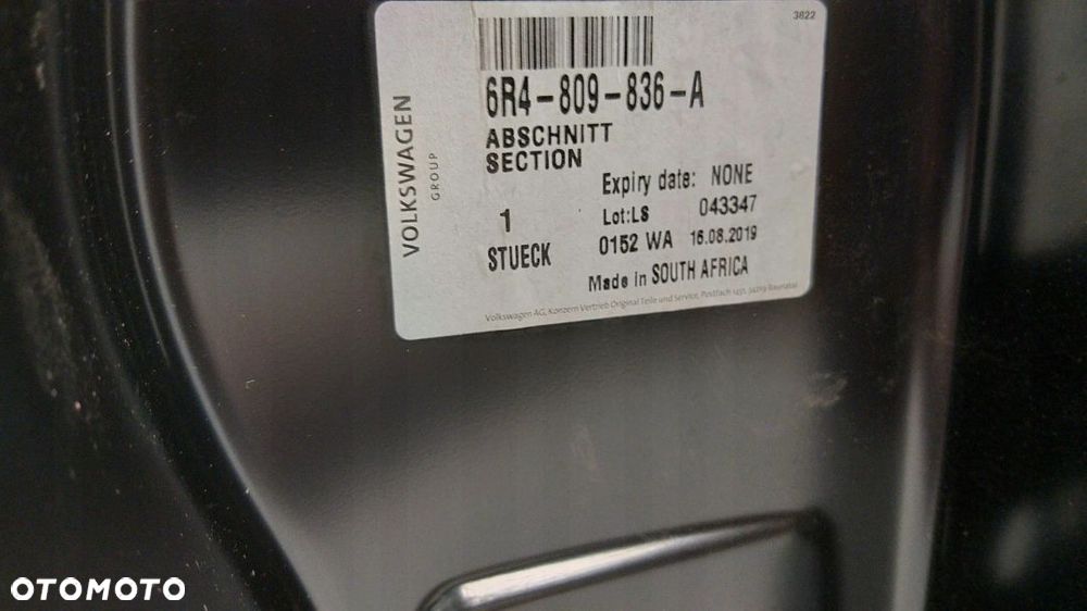 VW POLO SŁUPEK ŚRODKOWY próg prawy przód 6r0 6c0 - 3