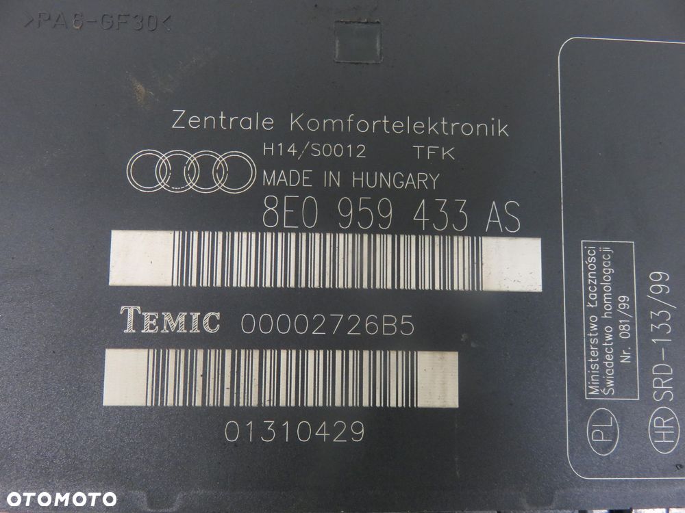 MODUŁ KOMFORTU AUDI A4 B6 8E0959433AS - 3
