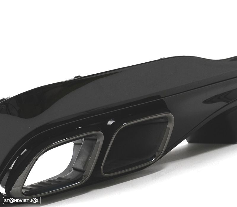 DIFUSOR MERCEDES W206 AMG 21- LOOK C63 + PONTEIRAS DE ESCAPE PRETAS PLASTICO ABS - 5