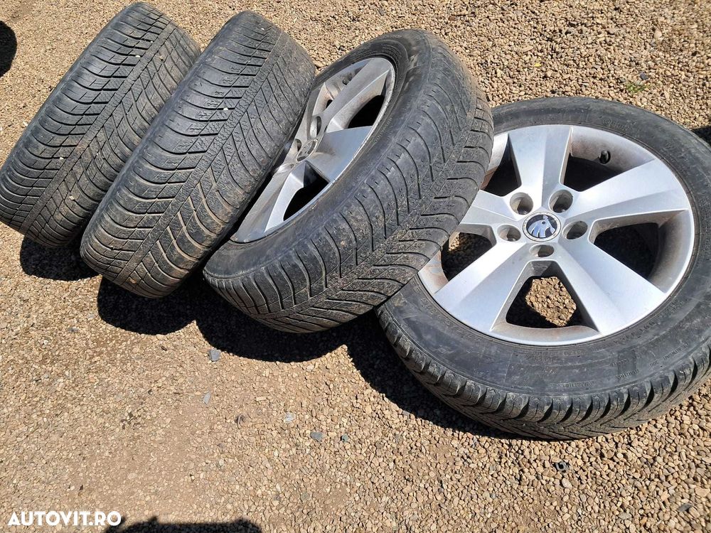 Skoda Rapid, Fabia, set roti originale pe 15 cu jante de aliaj. - 5