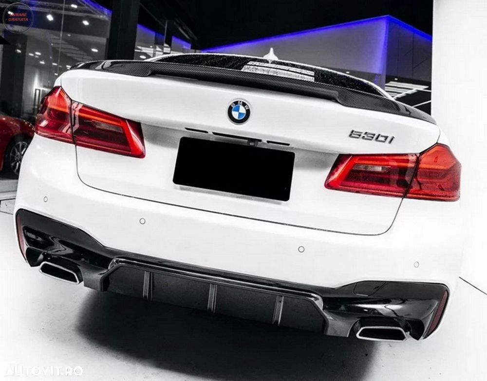 Difuzor Bara Spate BMW Seria 5 G30 G31 (2017+) M5 Design Negru Lucios- livrare gratuita - 9