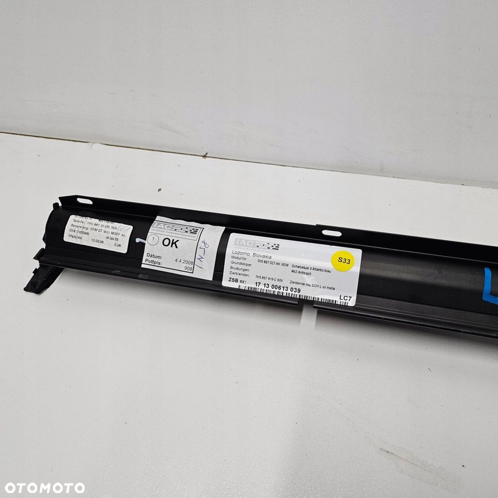 VW T5 MULTIVAN roleta szyby tapicerki drzwi przesuwnych LEWA 7H5867419C - 6