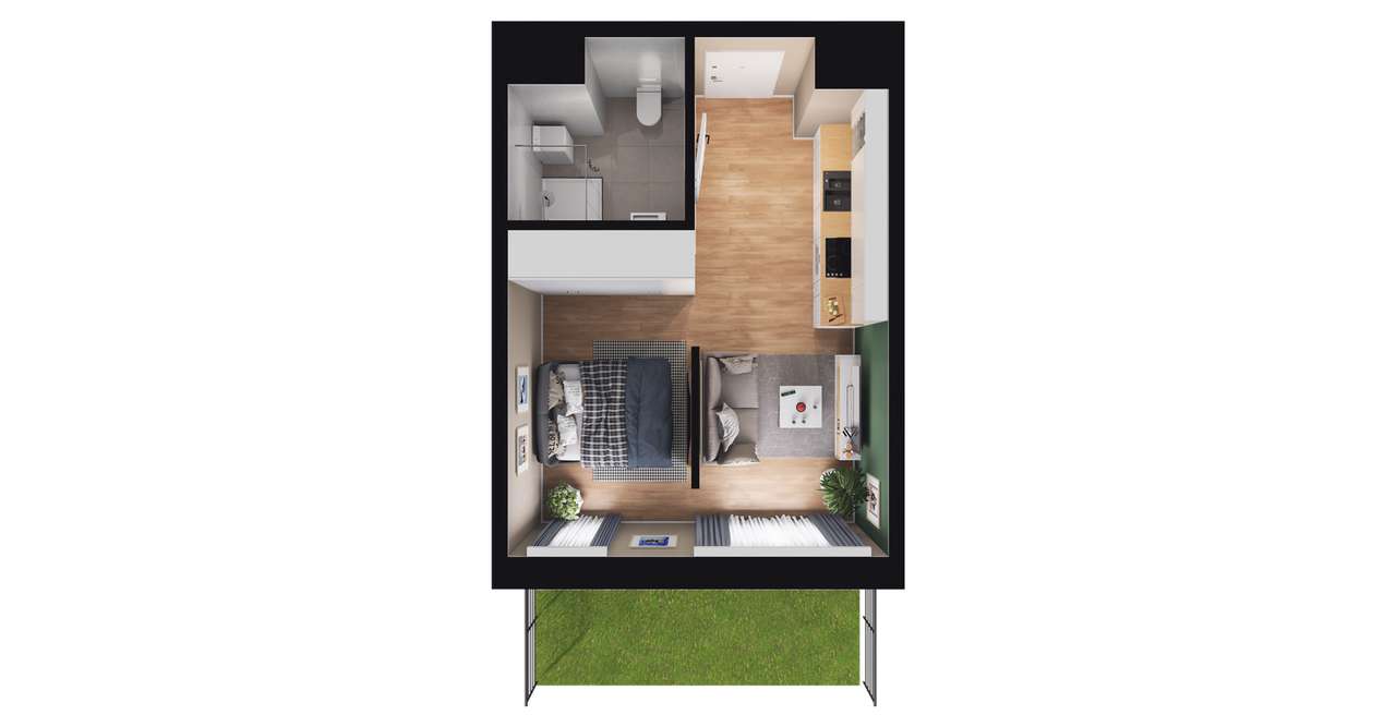 1-pokojowy apartament inwestycyjny 25m2 + ogródek - Pełny obrazek: 3/15