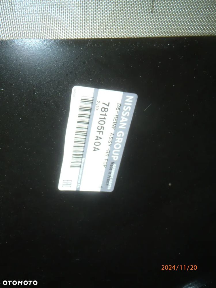 błotnik poszycie fartuch ćwiartka karoseria BŁOTNIK TYŁ TYLNY PRAWY NISSAN MICRA K14 oryginał - 2