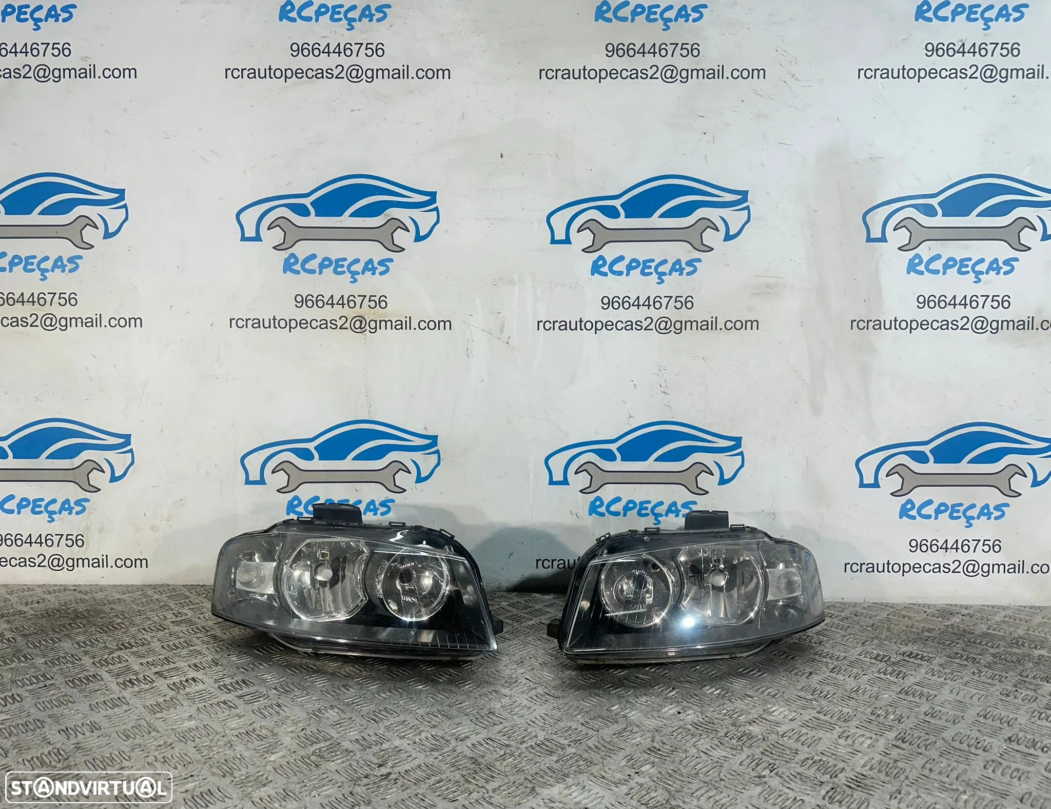 .Conjunto Oticas Farois Frontais Frente Original Audi A3 8P Halogéneo 2003 - 2010 8P0941003L 8P0941004L - 3