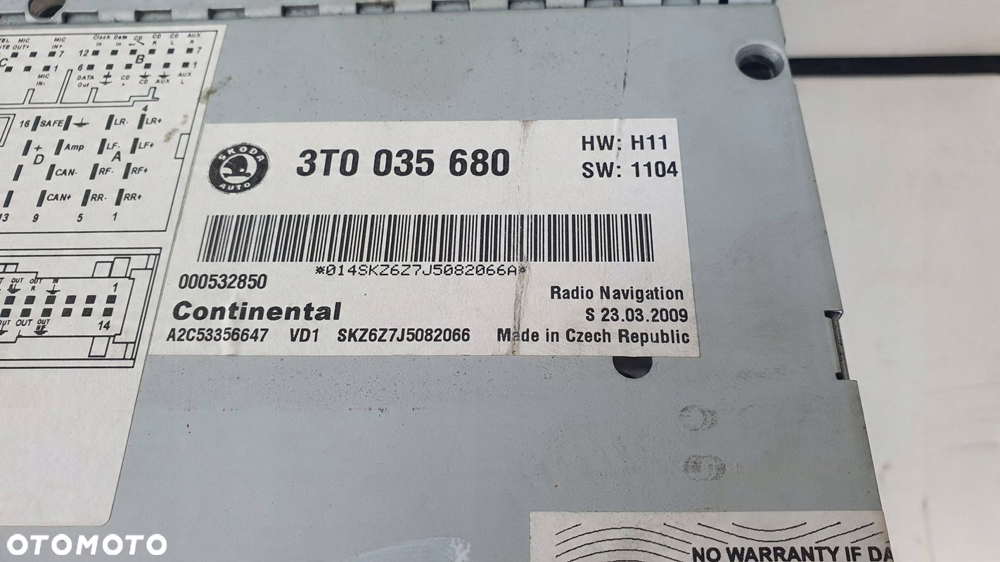 Skoda SuperB 2 II 3T Columbus Radioodtwarzacz NAVI HDD MP3 SD CD KOD - 6