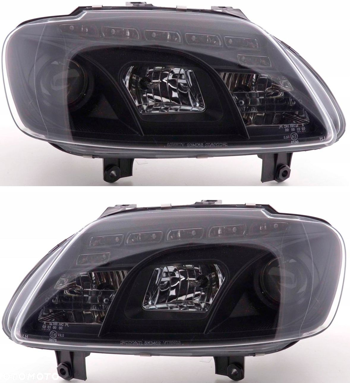 Reflektor Lampa kpl Diody Soczewka Black Czarne VW Touran 1t Caddy III 3 2k - 2