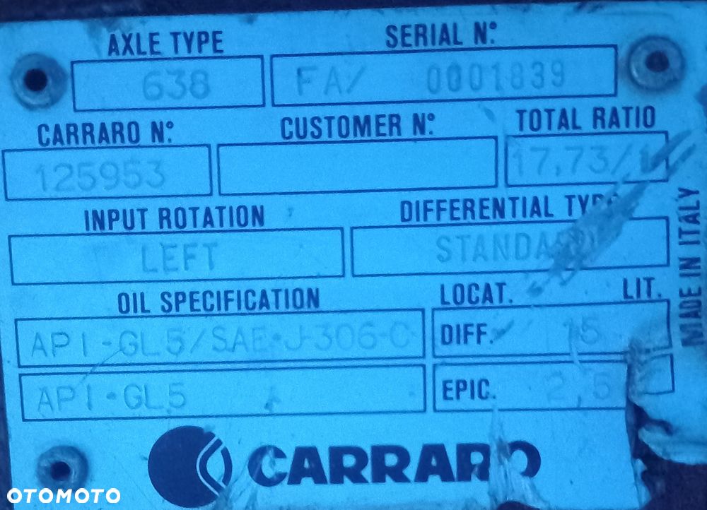 Carraro Most Napędowy Case Koparka Kołowa - 1
