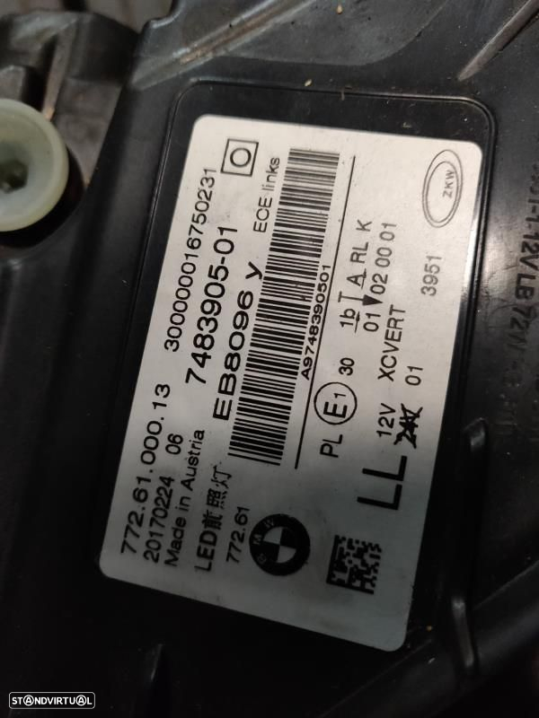 Farol Frente Esquerdo / Otica Esquerda Bmw 7 (G11, G12)  7483905-01 Zk - 2