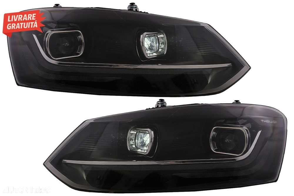 Pachet Exterior cu Faruri si Stopuri VW Polo 6R 6C (2009-2017) R-Line Design Semna- livrare gratuita - 9