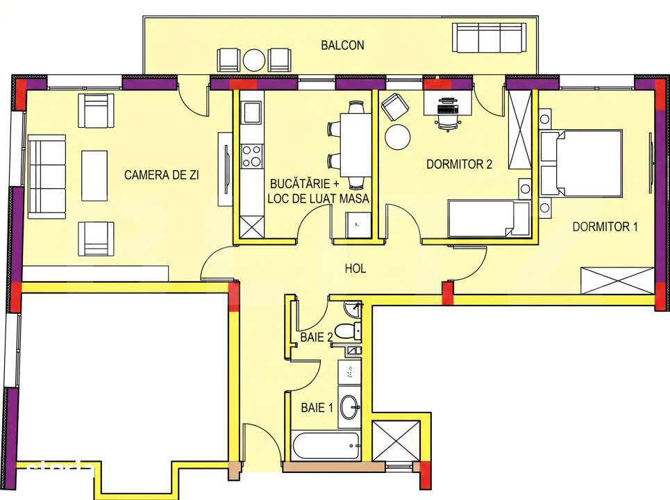 Apartament 3 camere, 2 Bai, Decomandat, 80 mp, Imobil Nou, Zona Rivus — fotografia 3