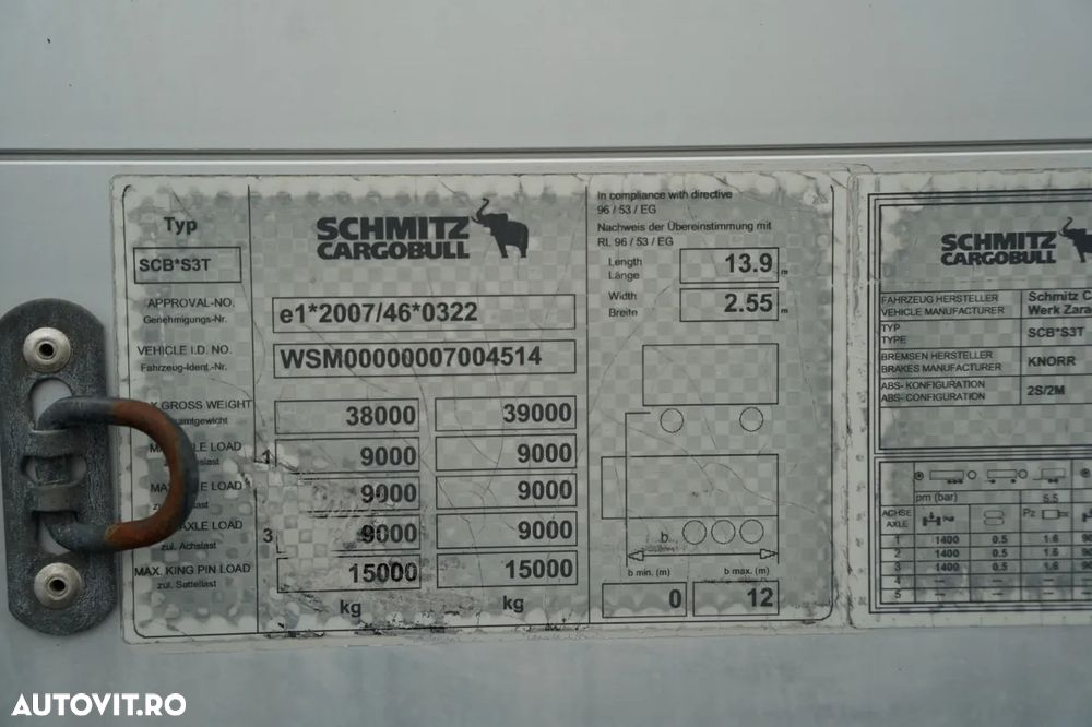 Schmitz Cargobull CORTINĂ / STANDARD / PRELATĂ ARMATĂ - 27