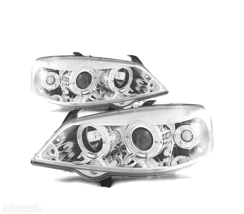 FARÓIS ANGEL DE EYES PARA OPEL ASTRA G 97-04 CROMADO - 2