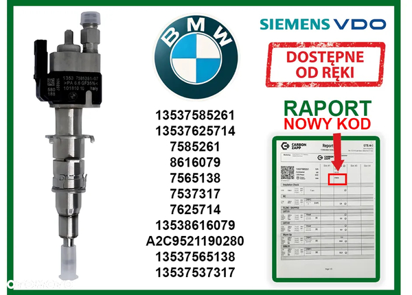 Wtryskiwacz BMW 13537585261 benzynowy do modeli 1, 3, 5, 6, 7, X5, X6, Z4. GWARANCJA