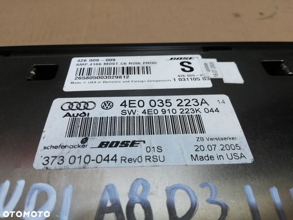 4E0035223A Audi A8 S8 D3 4E 2005 Przód Wzmacniacz audio - 2