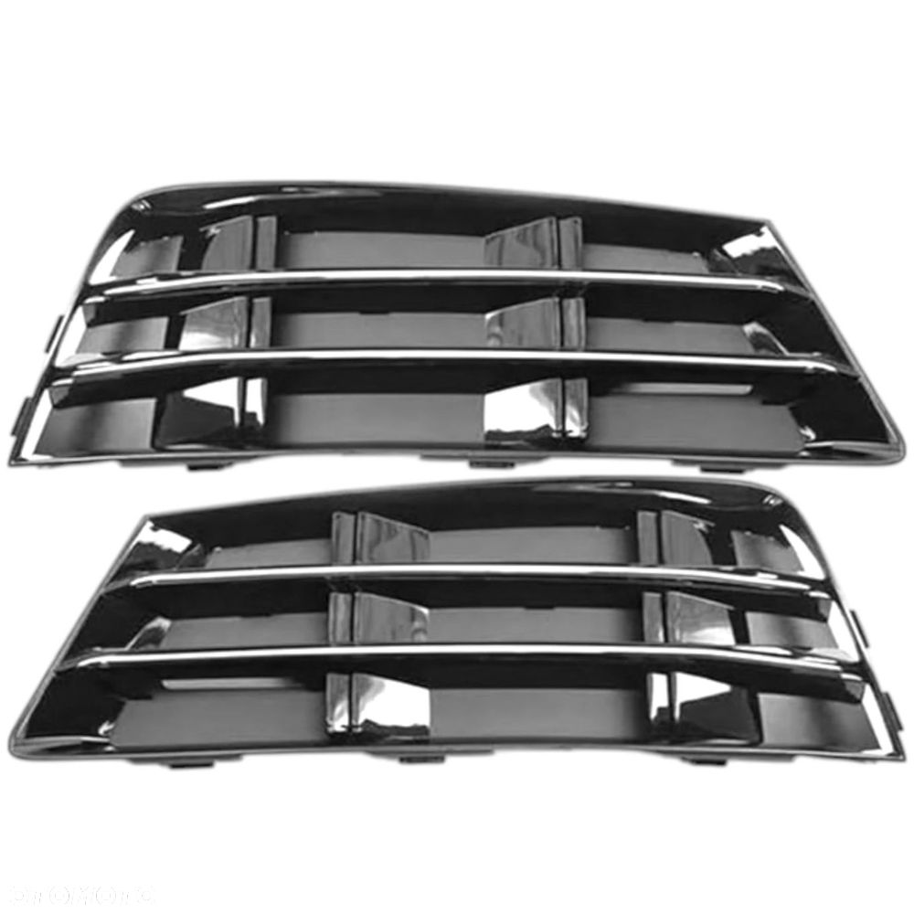 KPL x2 KRATKA ZDERZAKA KOMPLET atrapa przód AUDI A4 B9 15-19 czarna CHROM - 2