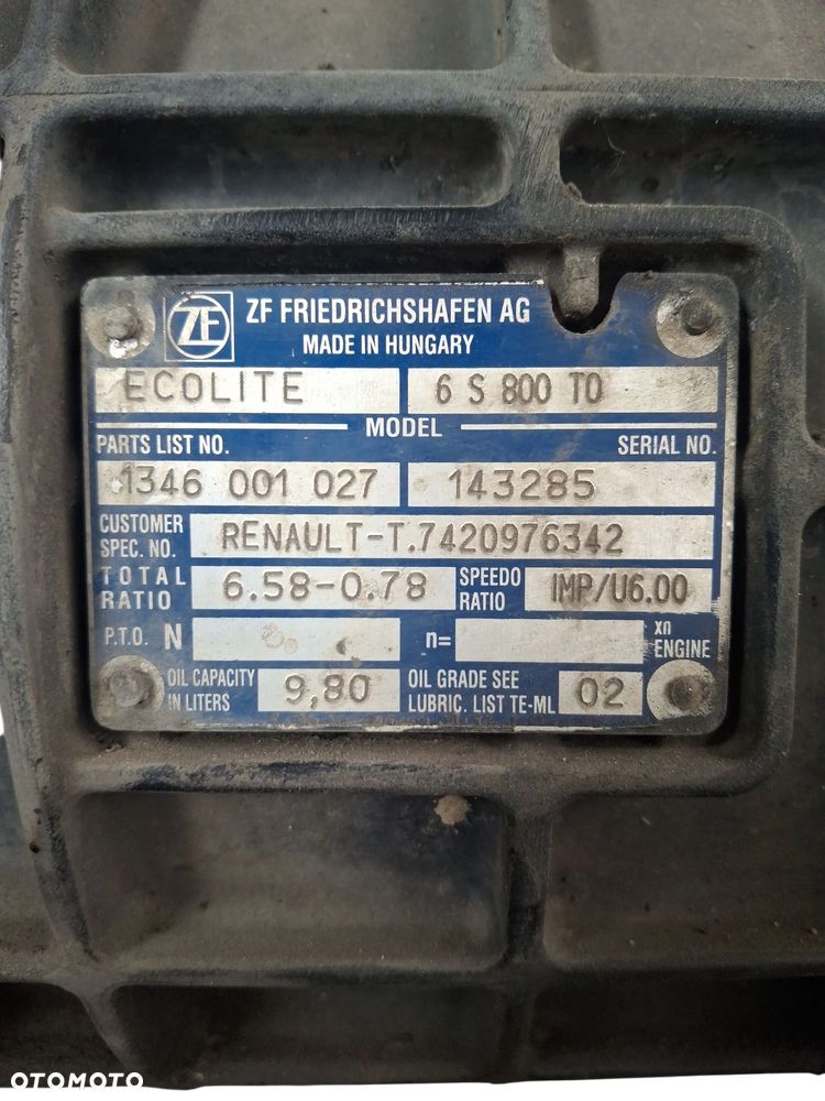 SKRZYNIA BIEGÓW ZF 6S800 RENUALT MIDLUM DXI ,VOLVO FL - 4