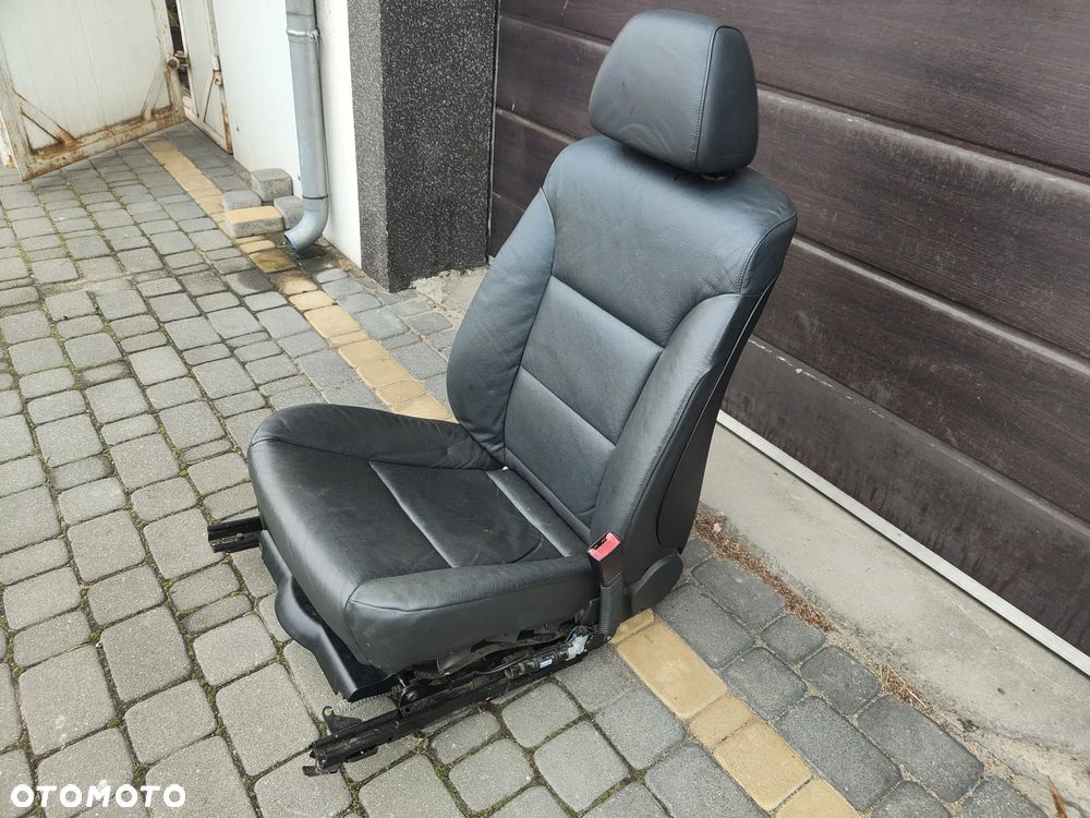 BMW E60 E61 Fotel prawy pasażera Skórzany Grzany Czarny - 6