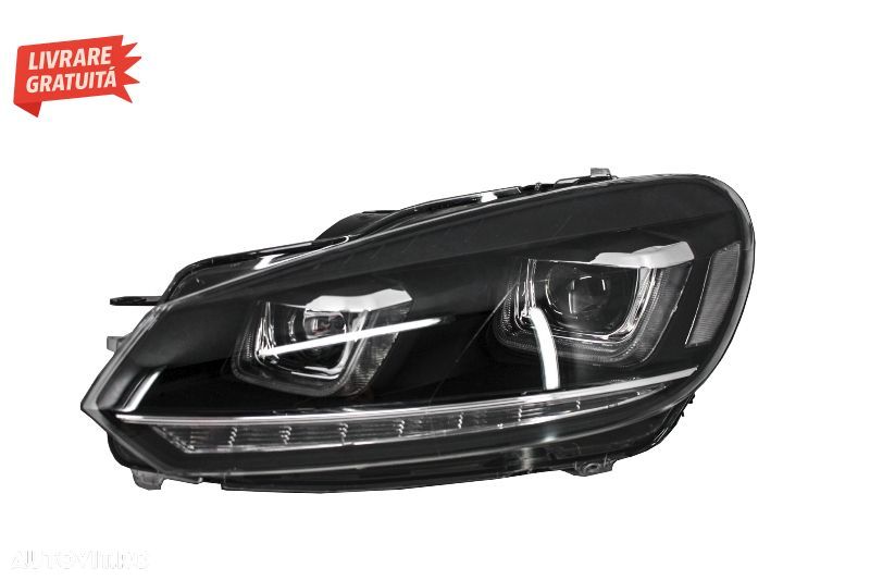 Faruri LED VW Golf 6 VI (2008-2013) Design Golf 7 3D U Design Semnal LED Dinamic c- livrare gratuita - 5