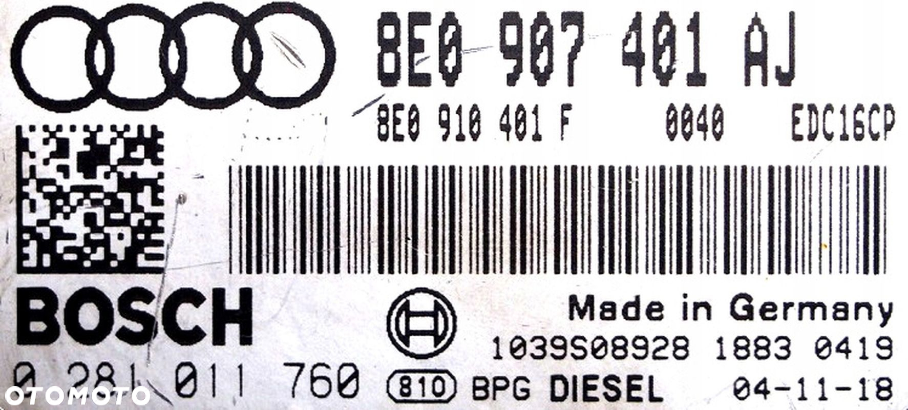 KOMPUTER STEROWNIK SILNIKA AUDI A6 C6 3.0 TDI BKN 8E0907401AJ 8E0910401F - 2