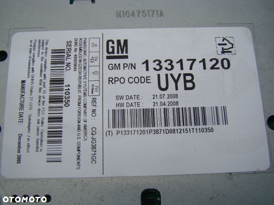 OPEL INSIGNIA CD300 RADIO ODTWARZACZ WYŚWIETLACZ PANEL pin carpass sps programowanie - 12