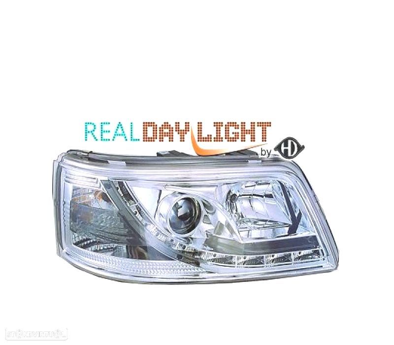 FARÓIS FRONTAIS PARA VOLKSWAGEN VW T5 MULTIVAN CARAVELLE 03-09 DRL CROMO - 1
