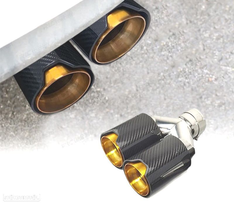 PONTEIRA DE ESCAPE ESQUERDA BMW LOOK M PERFORMANCE DORADO CARBONO - 1