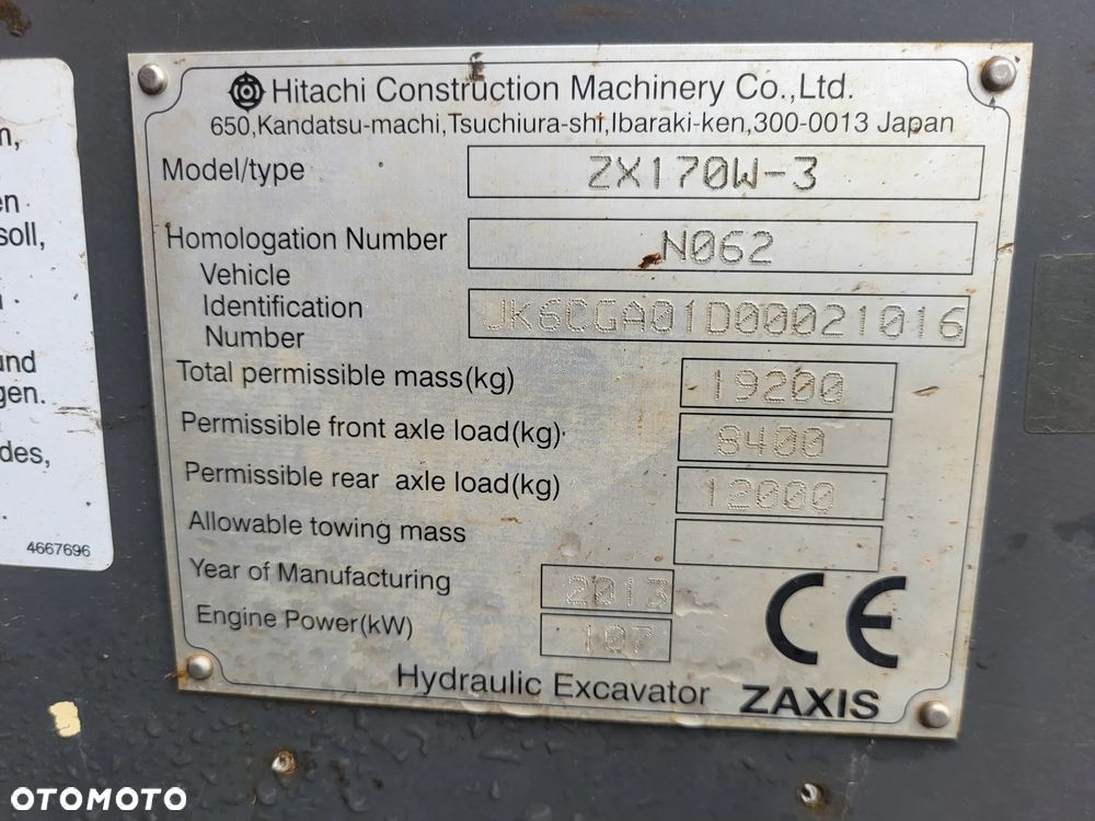 Hitachi ZX170W-3 / z Niemiec / Stan idealny / - 8