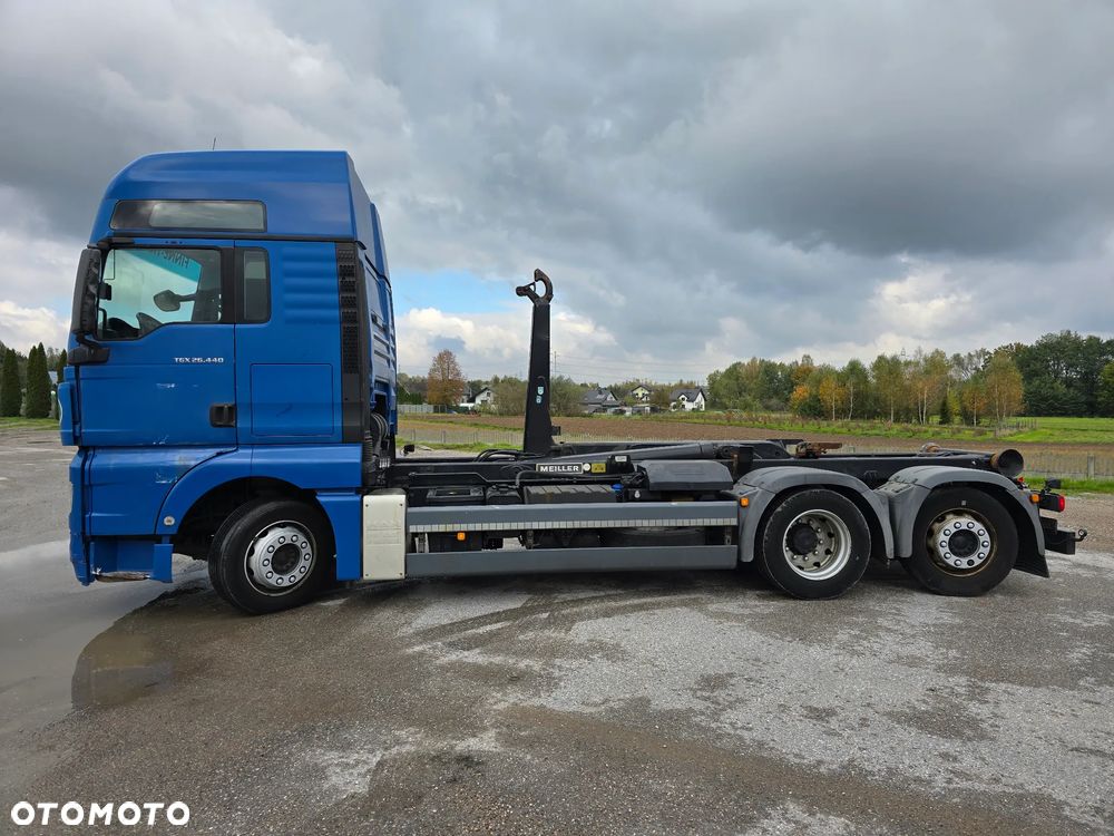 MAN TGX 26.440 Meiller MANUAL Hakowiec 6x2 oś skretna hak złom śmieci gruz makulatura kontener przyczepa - 4