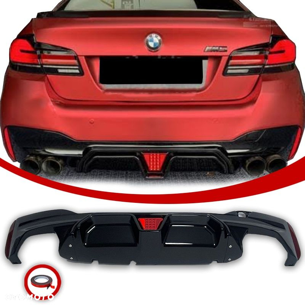 BMW G30 G31 Dyfuzor Tylnego Zderzaka Dokładka LED Lampka CS Czarny