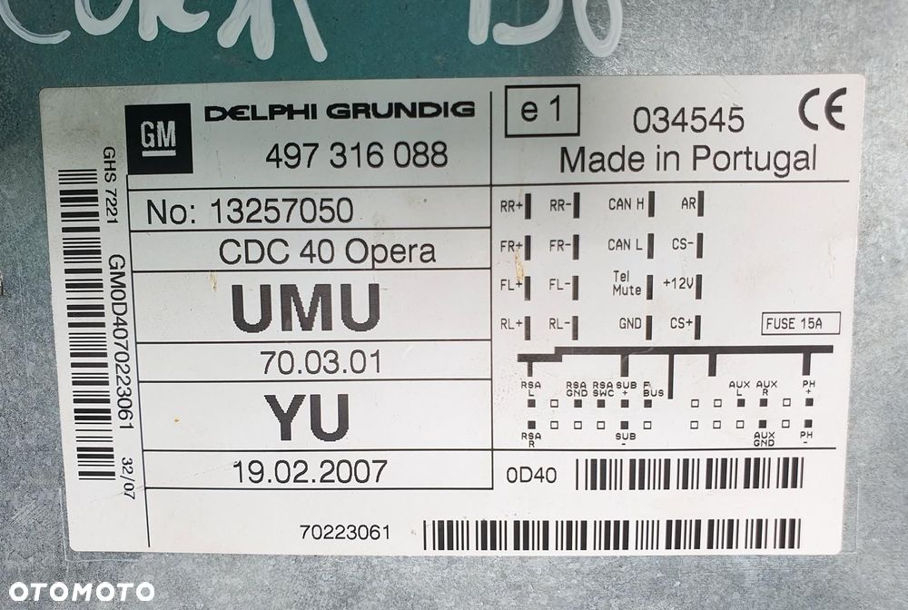 RADIO CD OPEL CORSA D 13257050 497316088 - 8