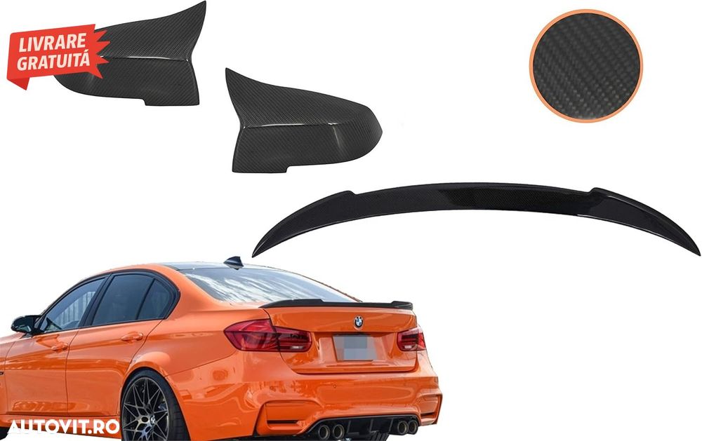Capace oglinzi si Eleron Portbagaj BMW Seria 3 F30 (2011-2018) M4 Design Real Carb- livrare gratuita - 15
