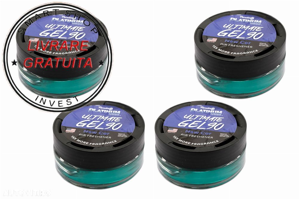 Paradise Fresh Air Ultimate Gel Odorizant Seria Platinum 4 Bucati New Car Black- livrare gratuita - 1