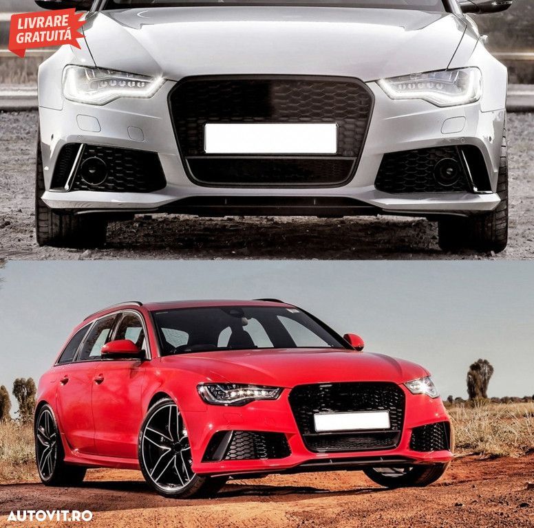 Grila Bara Fata Audi A6 C7 4G Pre-Facelift (2011-2014) RS6 Design Negr - 5