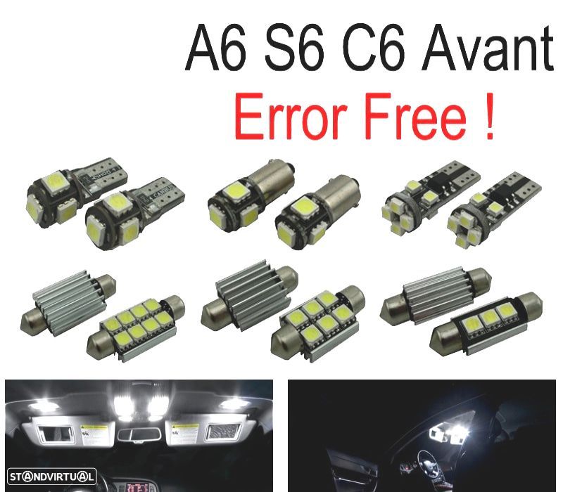 KIT COMPLETO 18 LAMPADAS LED INTERIOR PARA AUDI A6 S6 RS6 C6 AVANT 05-11 - 1
