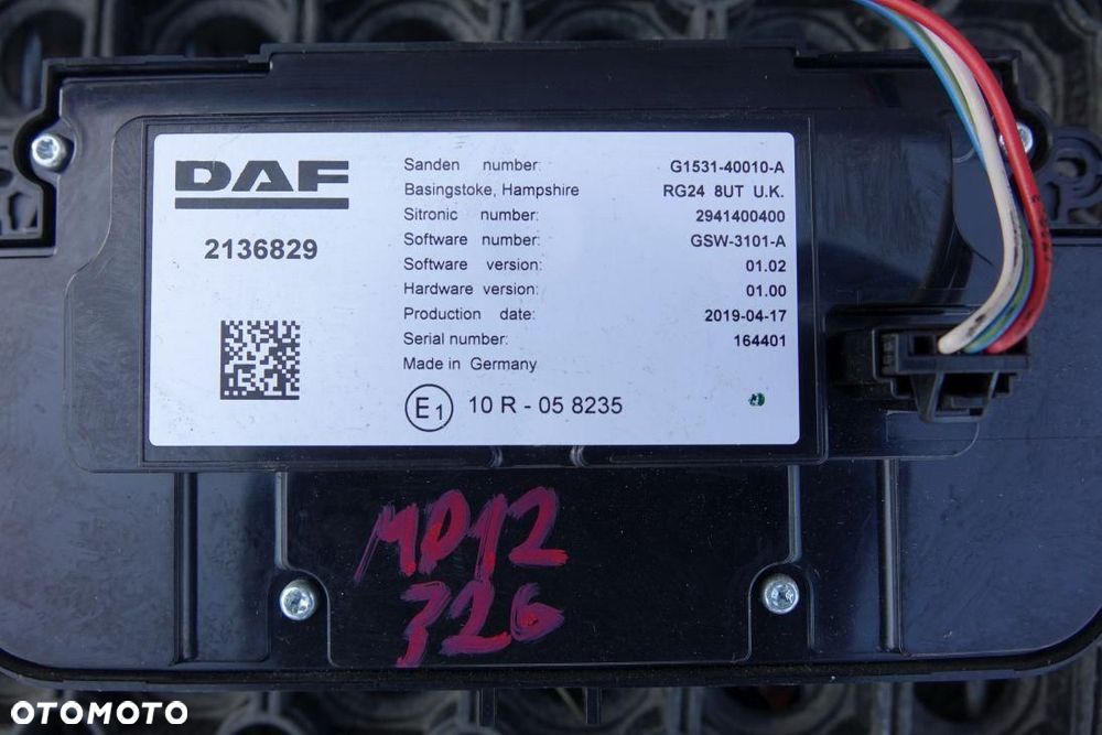 PANEL NAWIEWU KLIMATYZACJI DAF XF 106.408 2136829 - 4