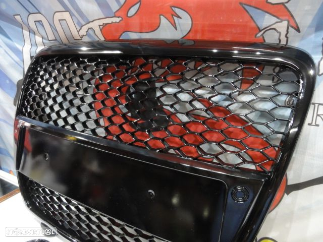 Grelha frontal Audi A6 C6 04-11 RS LOOK preto brilhante com suporte para símbolo - 5