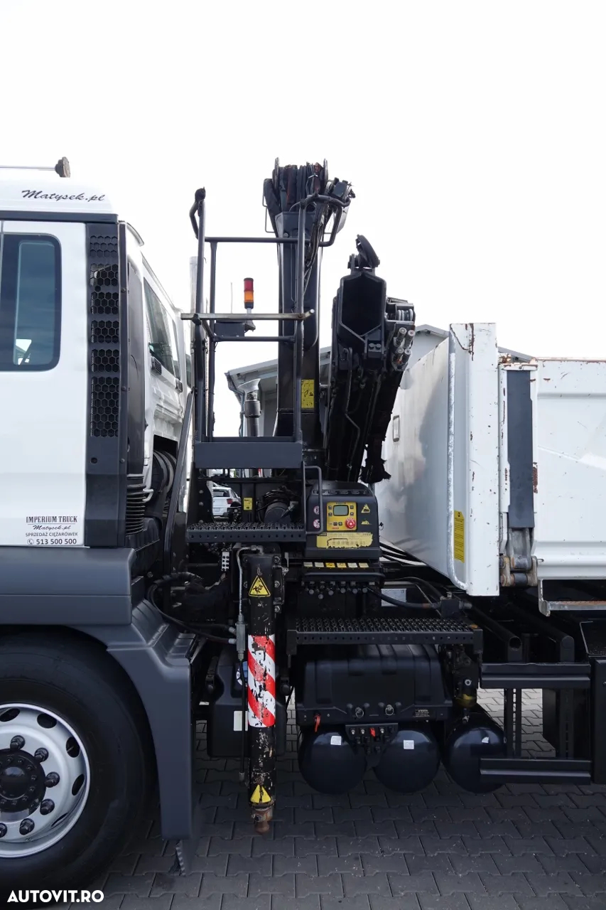 MAN TGS 26.360 / 6X2 / BASCULĂ + HDS FASSI F155A / CAPACITATE DE RIDICARE 6 160 KG / BORDMATIC / AXĂ RIDICATĂ / EURO 5 - 21