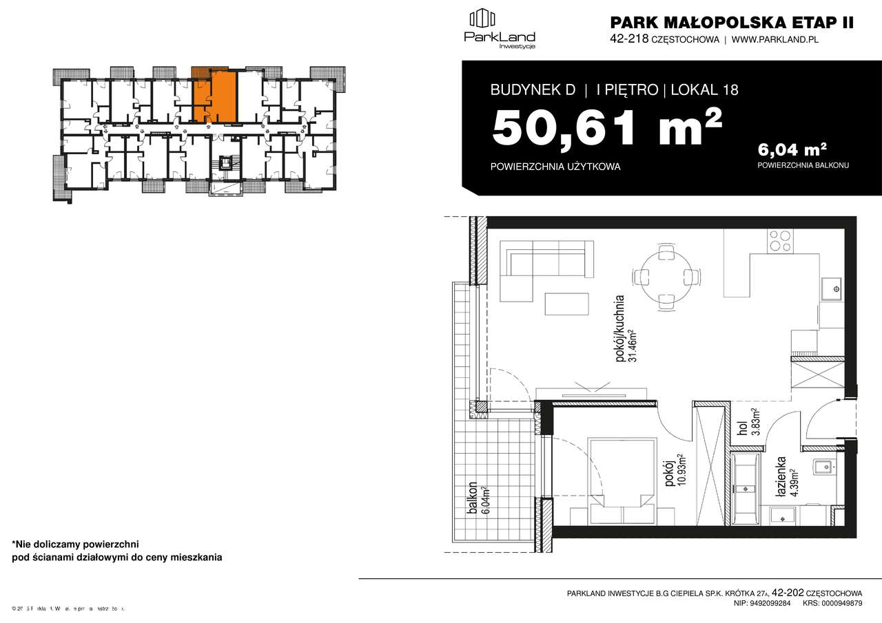 Park Małopolska Etap II - 50 m2 widokiem na południowy zachód