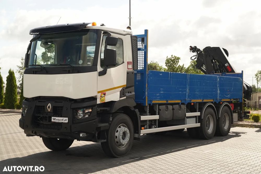 Renault C 380 / 6x4 / CAROSERIE DE LIVRARE 6,8 m / + HIAB X-HIPRO 192 ES-4 ÎNALTĂ DE RIDICARE: 12,4 M / ROTATOARE / FURCĂ PENTRU PALEȚI / EURO 6 - 8